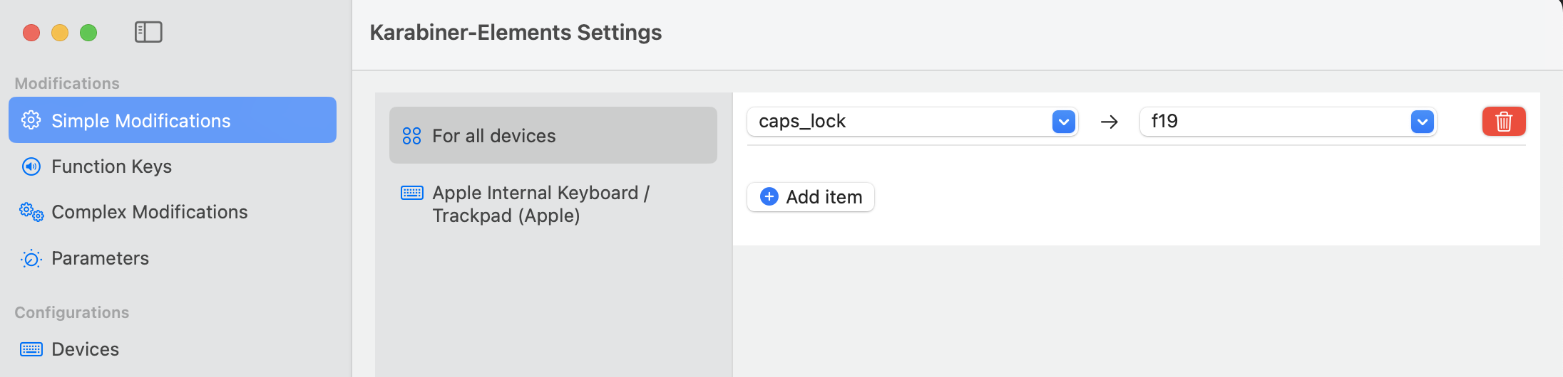 Karabiner Caps Lock Remap to F19
