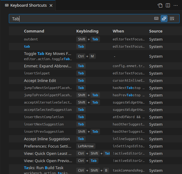 VSCode Search To Remap Tab